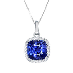 Gold Cushion Gemstone & Round Natural Earth Mined Diamond Slide Pendant 3.15 Carats