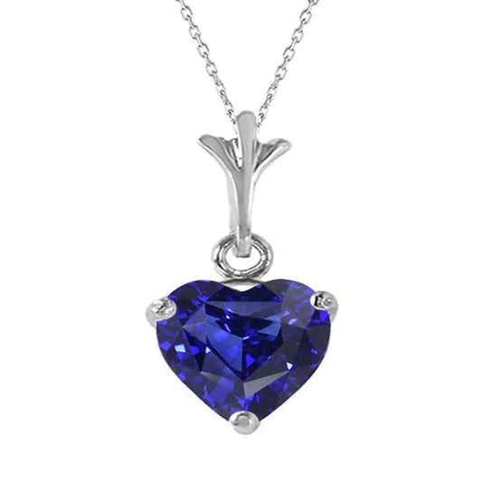 Solitaire Heart Ceylon Sapphire Fancy Pendant 14K Gold 2.50 Carats - Gemstone Pendant-harrychadent.ca