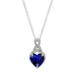 Heart Blue Sapphire Solitaire Pendant Infinity Style Gold 1.50 Carats
