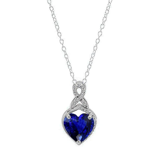 Heart Blue Sapphire Solitaire Pendant Infinity Style Gold 1.50 Carats - Gemstone Pendant-harrychadent.ca