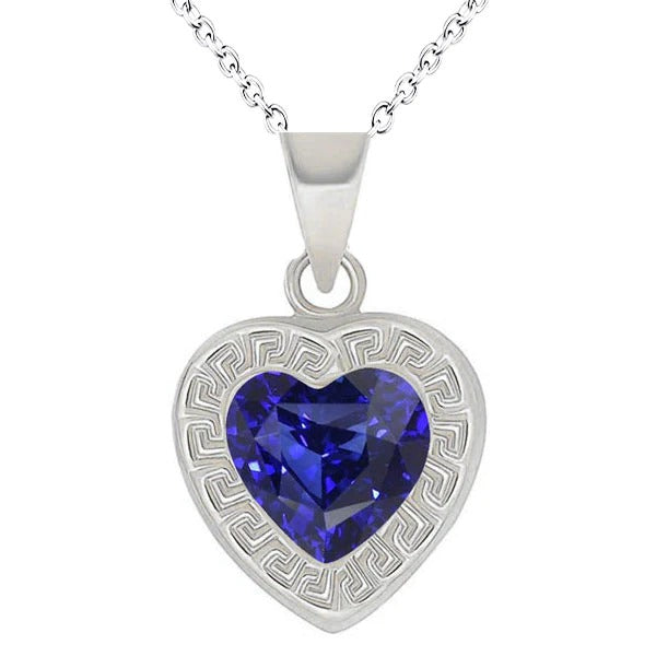 Solitaire Fancy Pendant Heart Blue Sapphire Bezel Set 2.50 Carats - Gemstone Pendant-harrychadent.ca