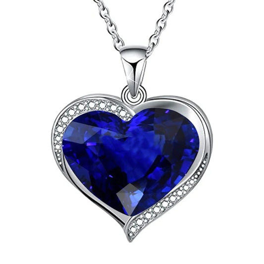 Heart Pendant Gemstone & Round Diamond Slide With Chain 5 Carats - Gemstone Pendant-harrychadent.ca