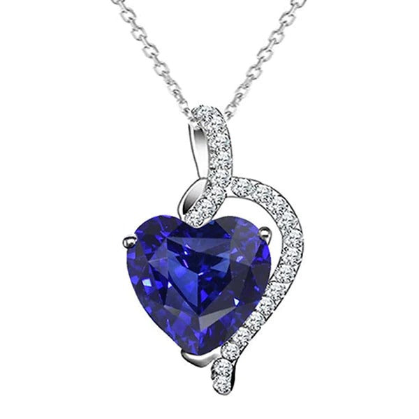 Heart Sapphire Diamond Pendant Pave Twisted Style Bail 4.50 Carats - Gemstone Pendant-harrychadent.ca