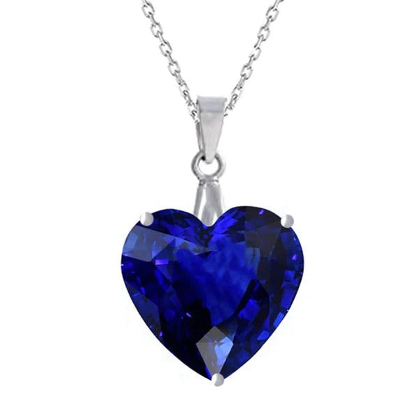 Ladies Solitaire Pendant Heart Gemstone With Chain Jewelry 4 Carats - Gemstone Pendant-harrychadent.ca