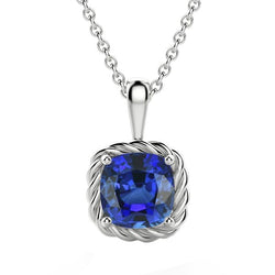 3 Carats Solitaire Pendant Cushion Sri Lankan Sapphire Twisted Style