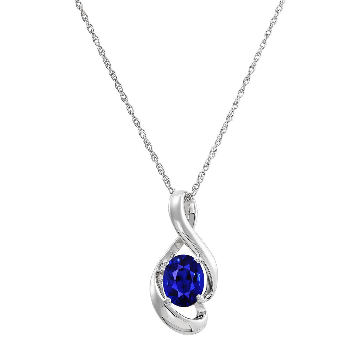 Solitaire Pendant Oval Sri Lankan Sapphire Twisted Shank 1 Carat - Gemstone Pendant-harrychadent.ca