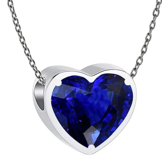 Heart Sapphire Solitaire Pendant Bezel Set Ladies Jewelry 5 Carats - Gemstone Pendant-harrychadent.ca