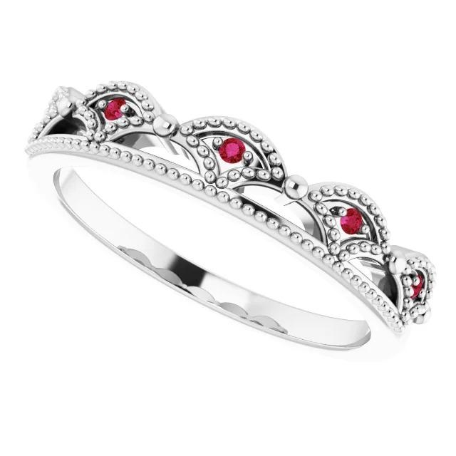 Comfort Fit Ruby Ring Crown Like 1 Carat White Gold 14K