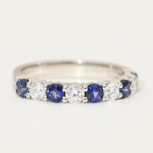 Comfort Fit Sapphire & Diamond Band 2.75 Carats White Gold