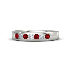 Comfort Fit Ruby Lab Grown Diamond Band 2.50 Carats White Gold 14K