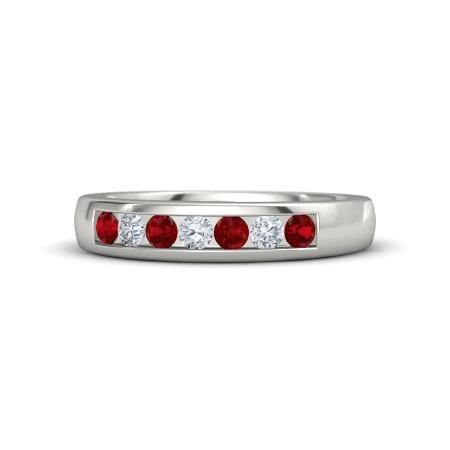 Comfort Fit Ruby Lab Grown Diamond Band 2.50 Carats White Gold 14K