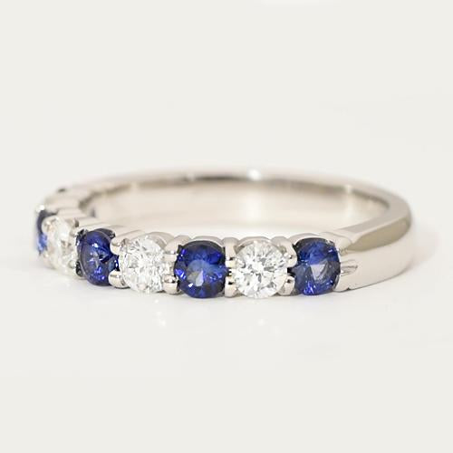 Comfort Fit Sapphire & Lab Grown Diamond Band 2.75 Carats White Gold