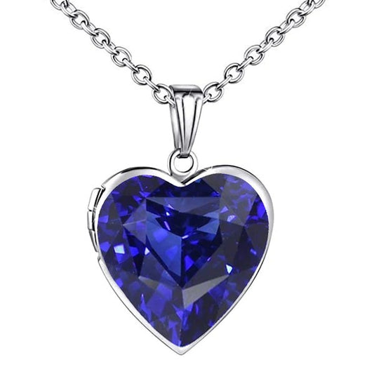 Solitaire Heart Ceylon Sapphire Locket Pendant Necklace 5 Carats - Gemstone Pendant-harrychadent.ca