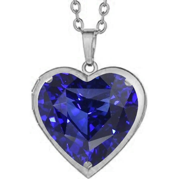 Solitaire Bezel Pendant Heart Ceylon Sapphire Necklace 6 Carats - Gemstone Pendant-harrychadent.ca