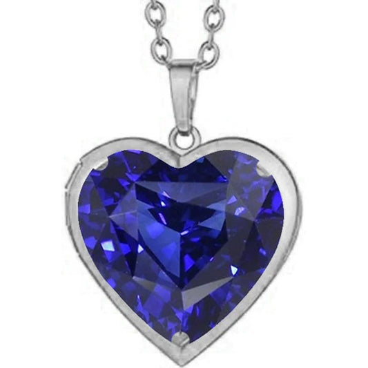 Solitaire Bezel Pendant Heart Ceylon Sapphire Necklace 6 Carats - Gemstone Pendant-harrychadent.ca