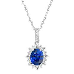 Halo Pendant Oval Gemstone & Round Natural Earth Mined Diamond Star Style 3.50 Carats
