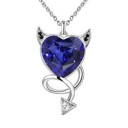 Natural Earth Mined Diamond & Heart Blue Sapphire Gothic Style Pendant 4 Carats Gold
