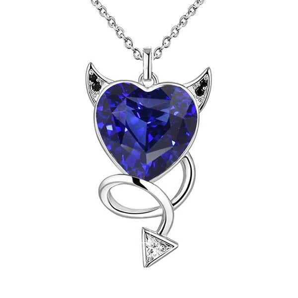 Diamond & Heart Blue Sapphire Gothic Style Pendant 4 Carats Gold - Gemstone Pendant-harrychadent.ca