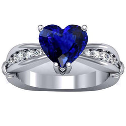 Natural Earth Mined Diamond Anniversary Ring Ceylon Sapphire 3.50 Carats