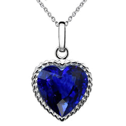 Solitaire Pendant Heart Ceylon Sapphire Bezel Set Necklace 4 Carats