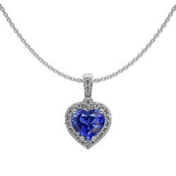 Gold Heart Gemstone & Round Natural Earth Mined Diamond Pendant With Chain 2.50 Carats