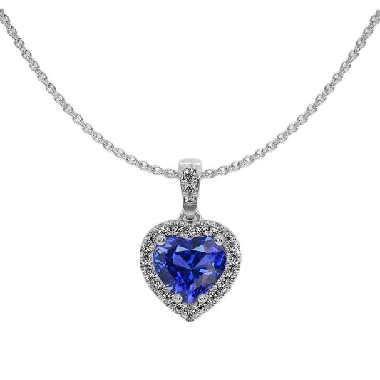 Gold Heart Gemstone & Round Diamond Pendant With Chain 2.50 Carats - Gemstone Pendant-harrychadent.ca