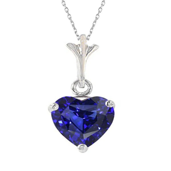 Heart Gemstone Solitaire Pendant With Chain Ladies Jewelry 3 Carats - Gemstone Pendant-harrychadent.ca