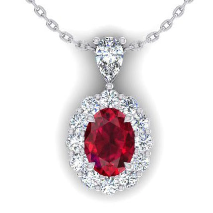 Eagle Claw Prongs Ruby Necklace Halo Gemstone Jewelry