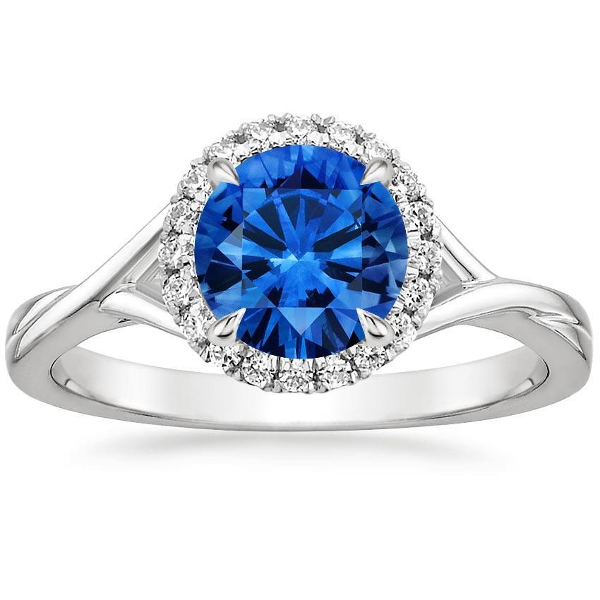 Eagle Claws Blue Sapphire And Diamond Ring 2.40 Carats White Gold 14K