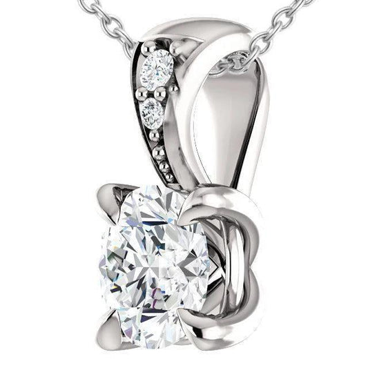 Eagle Claws Natural Diamond Pendant Necklace 14K White Gold