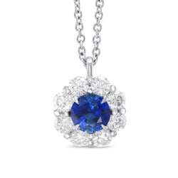 Eagle Claws Sri Lanka Sapphire & Natural Earth Mined Diamond Pendant Necklace WG 14K