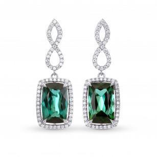 Eagle Claws Tourmaline With Diamonds Dangle Earrings Gold 13.28 Ct