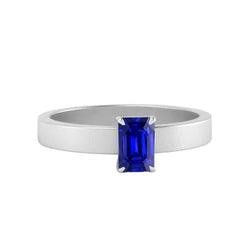 Emerald Gemstone Mens Ring 1.50 Carats Ceylon Sapphire Prong Set