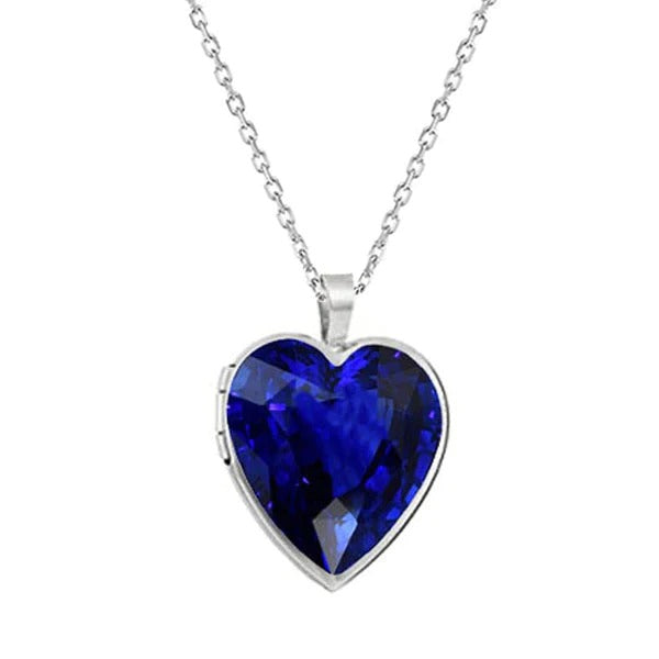 Solitaire Heart Ceylon Sapphire Locket Pendant With Chain 3 Carats - Gemstone Pendant-harrychadent.ca