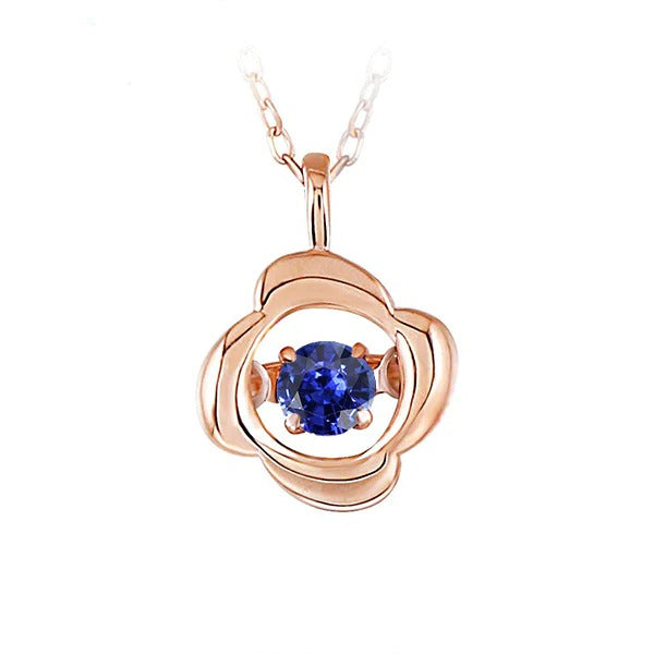 Round Blue Sapphire Solitaire Pendant Flower Style 1 Carat Rose Gold - Gemstone Pendant-harrychadent.ca