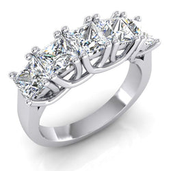 Five Stone Half Eternity Princess Lab Grown Diamond Band 3 Carats