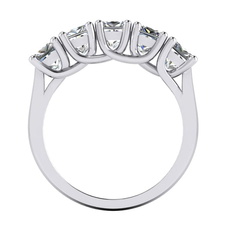 Five Stone Half Eternity Princess Lab Grown Diamond Band 3 Carats