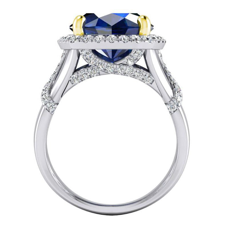 Oval Blue Sapphire And Round Cut Diamonds Gemstone Ring 7.81 Carat