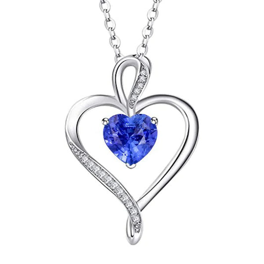 Sri Lankan Sapphire & Round Diamond Love Pendant 1.50 Carats - Gemstone Pendant-harrychadent.ca