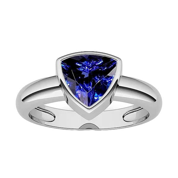 Gents Gemstone Ring Solitaire Trillion Bezel Set Ceylon Sapphire 1.50 Ct