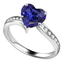 Gold Anniversary Natural Earth Mined Diamond & Ceylon Sapphire Ring 4 Carats