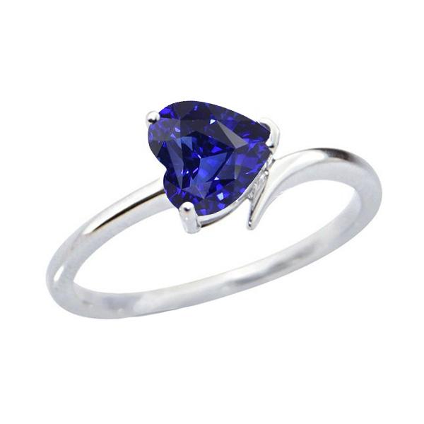 Gold Solitaire Heart Natural Blue Sapphire Ring 1.50 Carats