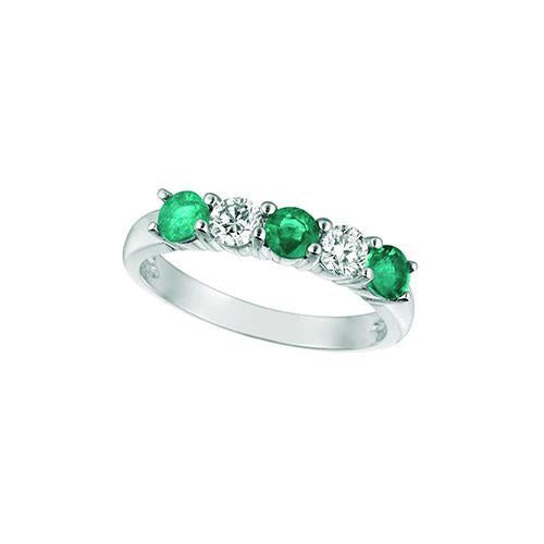 Green Emerald And Lab Grown Diamond 1 Carat Eternity Band 14K White Gold - Gemstone Ring-harrychadent.ca