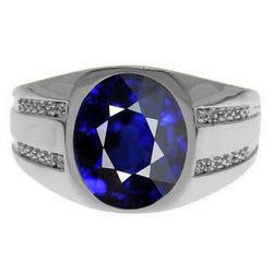 Gypsy Gemstone Vintage Style Oval Blue Sapphire Mens Natural Earth Mined Diamond Ring
