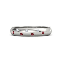 Gypsy Lab Grown Diamond Comfort Fit Ruby Band 1.10 Carats White Gold 14K