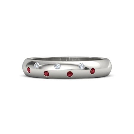 Gypsy Lab Grown Diamond Comfort Fit Ruby Band 1.10 Carats White Gold 14K