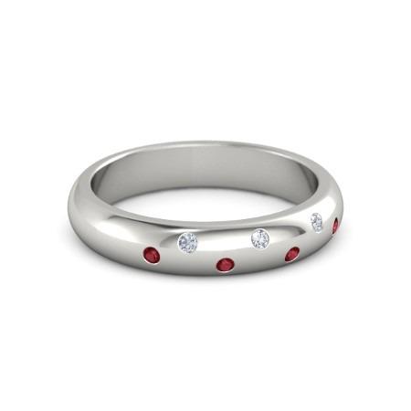 Gypsy Lab Grown Diamond Comfort Fit Ruby Band 1.10 Carats White Gold 14K