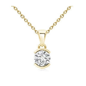 Diamond Pendant Necklace With Chain 1 Carat Half Bezel Yellow Gold