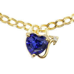 Heart Sapphire & Round Natural Earth Mined Diamond Pendant With Chain 3.50 Carats