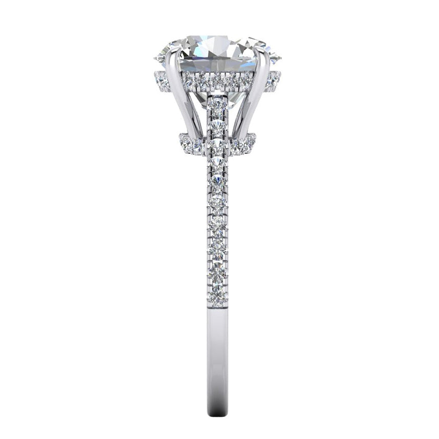 Hidden Halo Oval Diamond Engagement Ring With Accents 5.50 Carats - Halo Ring-harrychadent.ca